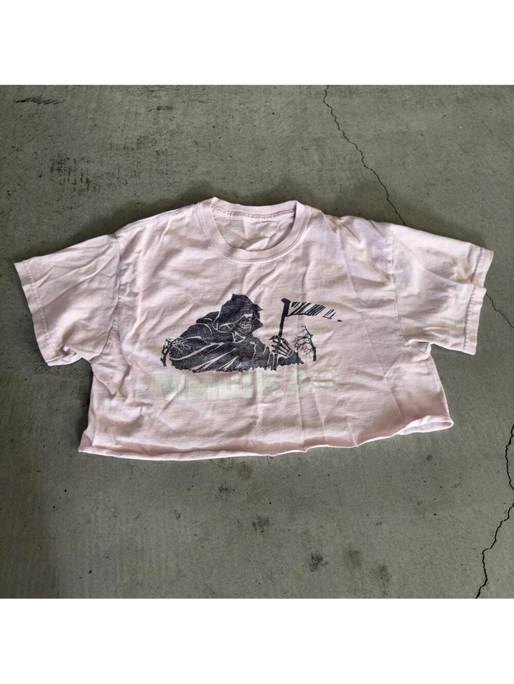 Mishka / women’s grim reaper graphic Crop Top cut / pink